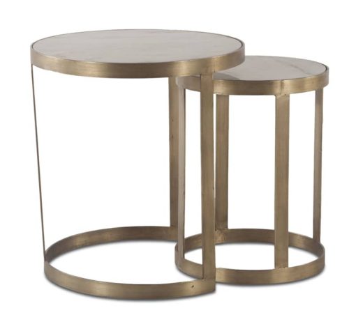 Home Trends & Design Michaelangelo 22" White Marble Nesting Side Table