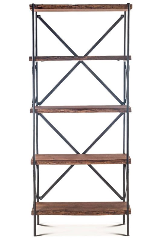 Home Trends & Design Organic Forge 34" Raw Walnut Tall Bookshelf - Image 2