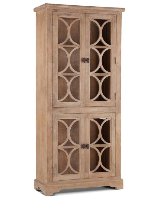 Home Trends & Design San Rafael 38" Antique Oak Tall Glass Cabinet
