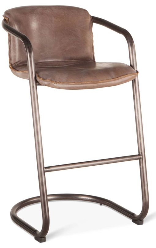Home Trends & Design Portofino Jet Brown Leather Bar Chair