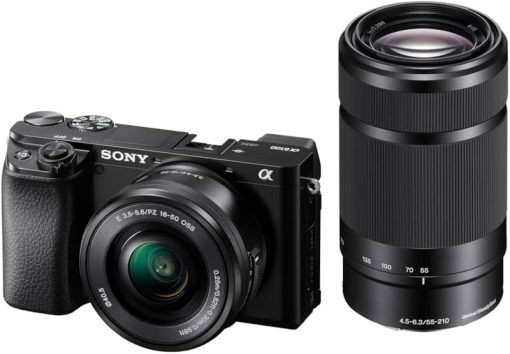 Sony Alpha a6100 24.2 Megapixel Black Mirrorless Digital Camera With 16-50mm & 55-210mm Lenses