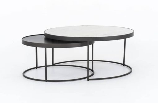 Four Hands Rockwell Evelyn Gunmetal Round Nesting Coffee Table