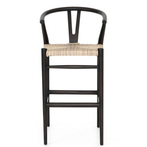 Four Hands Grass Roots Collection Black Teak Muestra Bar Stool - Image 2