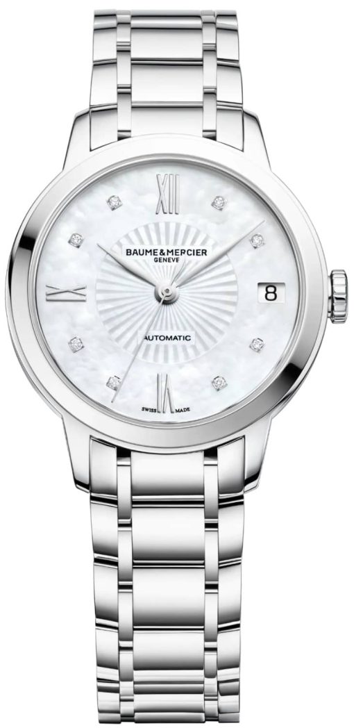 Baume & Mercier Classima Automatic Diamond-Set White Dial Silver-Tone Watch, 31mm