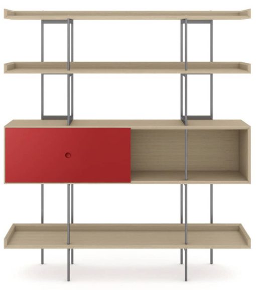 BDI Margo 5201 Drift Oak And Cayenne Modern Display And Shelf