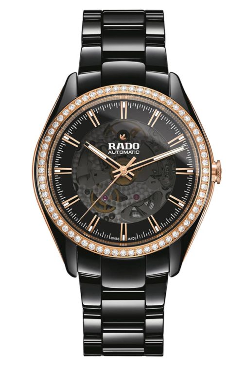 Rado HyperChrome Automatic Open Heart Diamonds Black Dial Ceramic Watch, 42mm