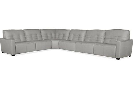 Hooker Furniture Living Room Grey Reaux 6-Piece Power Recline Sectional With 3 Power Recliners