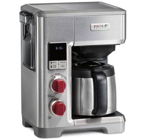 Wolf Gourmet 10-Cup Automatic Drip Coffeemaker With Red Knobs