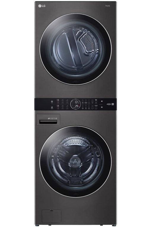 LG 27" Black Steel WashTower With Center Control Single Unit Front Load 4.5 Cu. Ft. Washer And 7.4 Cu. Ft. Gas Dryer Combo
