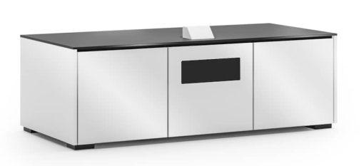 Salamander Designs Chameleon Collection Miami 237S EPS Gloss White w/ Black Solid Surface Top Projector Integrated Cabinet