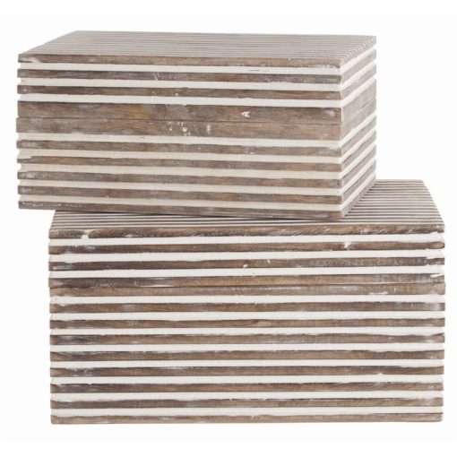 Arteriors Trinity Whitewashed Wood Set Of 2 Small Boxes