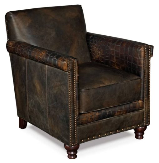 Hooker Furniture Old Saddle Fudge Leather And Crocodile  Potter Club Chair