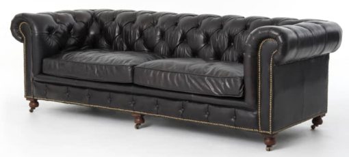 Four Hands Old Saddle Black 96" Conrad Sofa