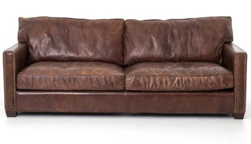 Four Hands Carnegie Collection 88" Cigar Brown Leather Larkin Sofa