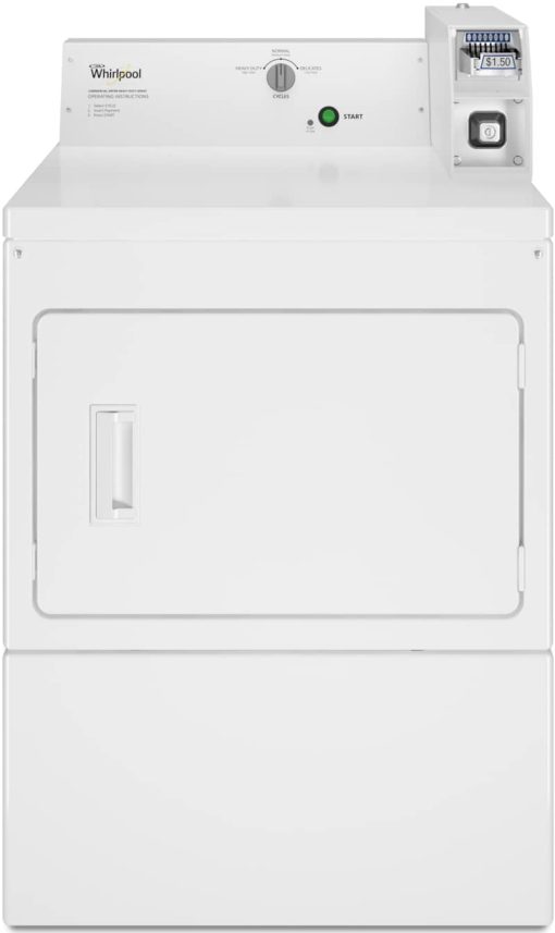 Whirlpool 27" White Commercial Electric Super-Capacity Dryer, Coin-Slide And Coin-Box