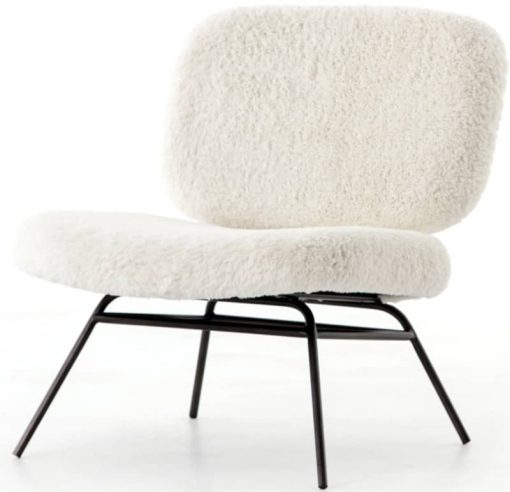 Four Hands Irondale Collection Ivory Angora Caleb Accent Chair