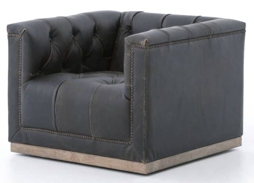 Four Hands Destroyed Black Maxx Swivel Chair