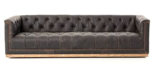 Four Hands Kensingtion Collection Destroyed Black Leather Maxx Sofa