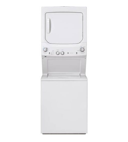 GE Unitized Spacemaker 27" White Stack Washer With Gas Dryer