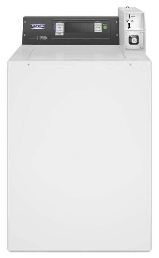 Maytag 27" White Commercial Top Load Washer, Coin Drop-Ready