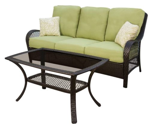 Hanover Orleans 2-Piece Outdoor Seating Patio Set In Avocado Green