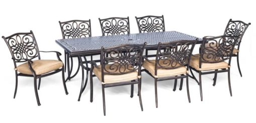 Hanover Traditions Natural Oat & Bronze 9-Piece Outdoor Dining Patio Set