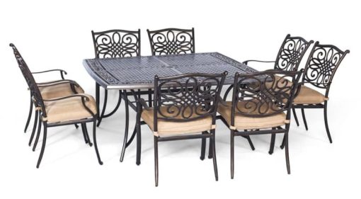 Hanover Traditions Natural Oat & Bronze 9-Piece Outdoor Dining Patio Set
