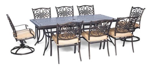 Hanover Traditions Natural Oat & Bronze 9-Piece Outdoor Dining Patio Set