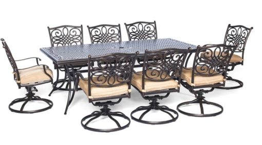 Hanover Traditions Natural Oat & Bronze 9-Piece Outdoor Dining Patio Set