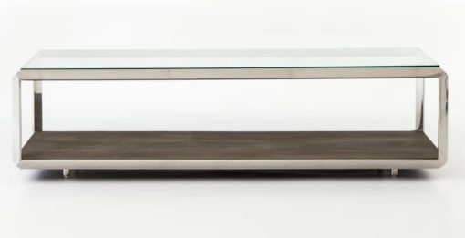 Four Hands Bentley Collection Shagreen Stainless Steel Shadow Box Coffee Table - Image 2