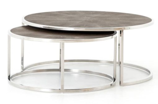 Four Hands Bentley Collection Shagreen Nesting Stainless Steel Coffee Table