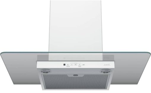 Cafe 30" Matte White Wall-Mount Glass Canopy Chimney Hood - Image 2