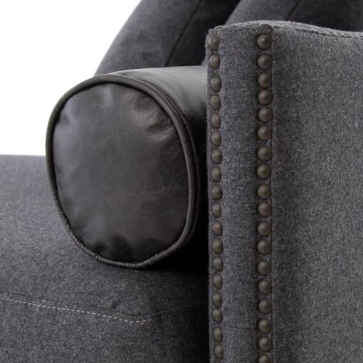 Four Hands Felt Charcoal Mercury Double Chaise - Image 2