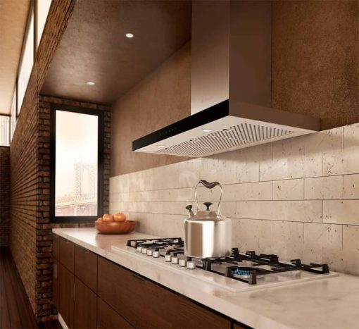 Elica Mezzano 30" Stainless Steel & Black Glass Range Hood - Image 2