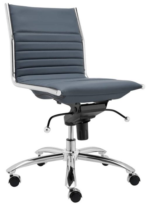 Euro Style Blue Dirk Low Back Without Armrests Office Chair