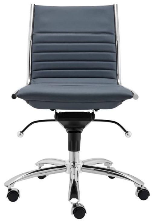 Euro Style Blue Dirk Low Back Without Armrests Office Chair - Image 2
