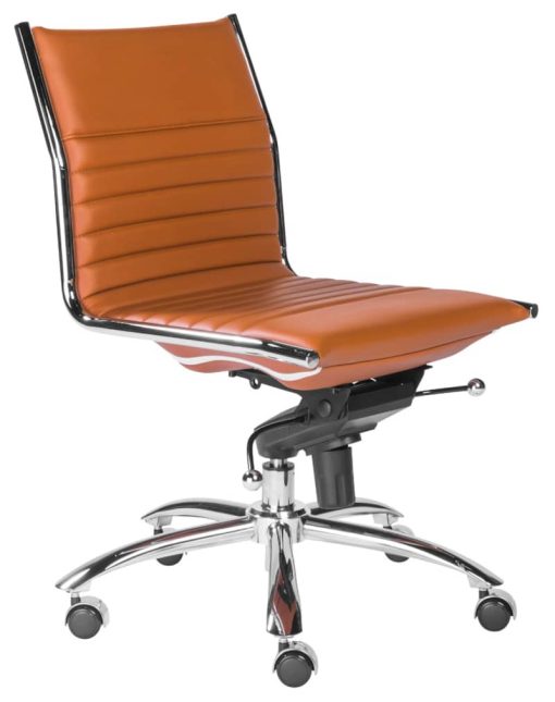 Euro Style Cognac Dirk Low Back Without Armrests Office Chair