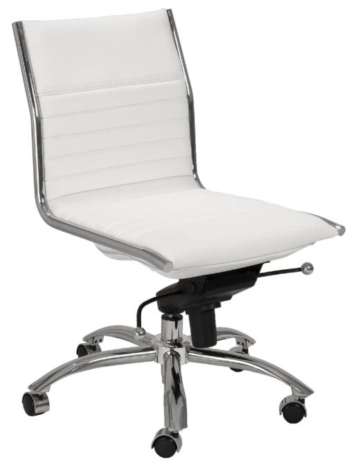 Euro Style White Dirk Low Back Without Armrests Office Chair