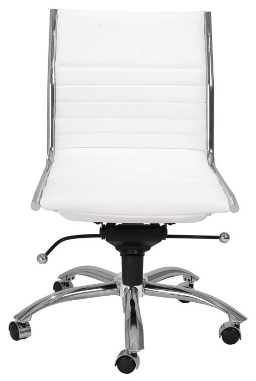 Euro Style White Dirk Low Back Without Armrests Office Chair - Image 2