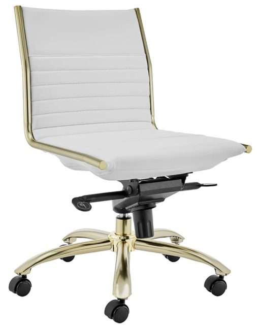 Euro Style White Dirk Low Back Without Armrests Office Chair