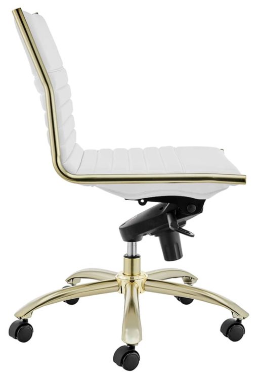 Euro Style White Dirk Low Back Without Armrests Office Chair - Image 3