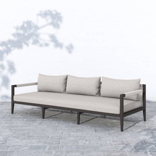 Four Hands Solano Collection 93" Sherwood Stone Grey Outdoor Sofa - Image 4