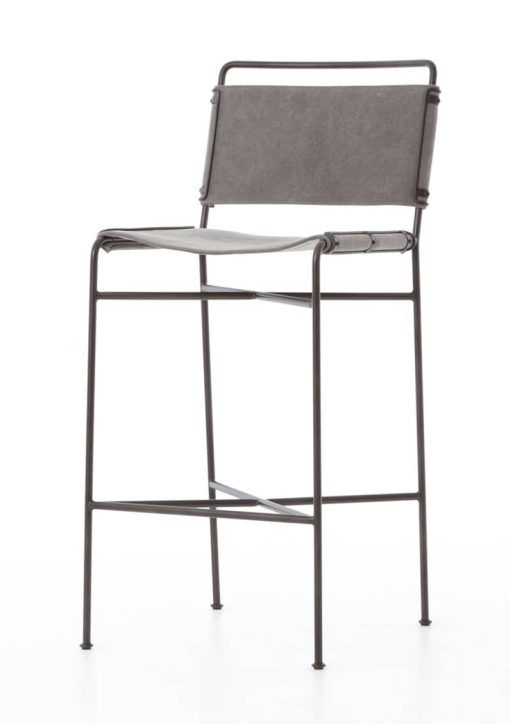 Four Hands Irondale Collection Stonewash Grey Wharton Bar Stool