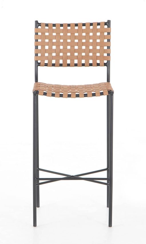 Four Hands Sevilla Collection Garza Natural Leather Bar Stool - Image 2