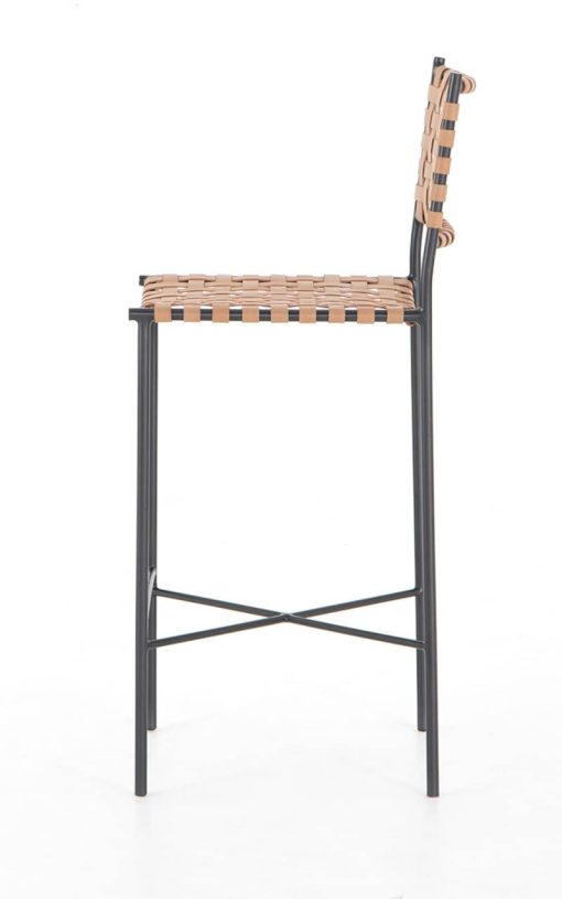 Four Hands Sevilla Collection Garza Natural Leather Bar Stool - Image 4