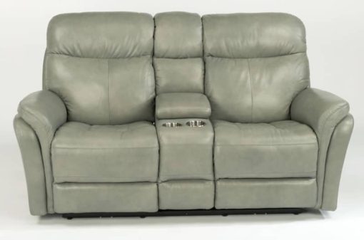 Flexsteel Zoey Leather Power Reclining Loveseat With Console & Power Headrests - Image 4