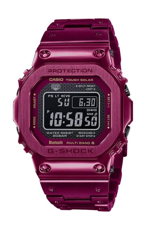 G-Shock Metallic Accent Red Dial Stainless Steel Watch, 49.6mm