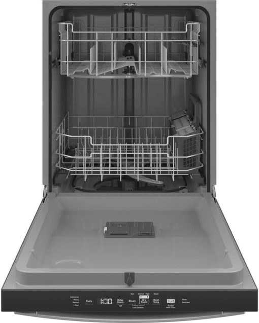 GE 24" Black Top Control Dishwasher With Plastic Interior, Sanitize Cycle & Dry Boost - Image 2