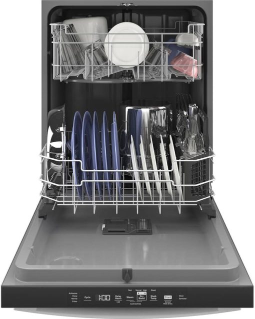 GE 24" Black Top Control Dishwasher With Plastic Interior, Sanitize Cycle & Dry Boost - Image 3