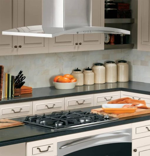 GE Profile 36" Stainless Steel Island-Mount Chimney Hood - Image 4